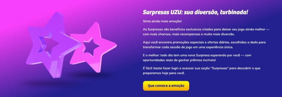 Ofertas surpresas diárias do PlayUZU Brasil 2025