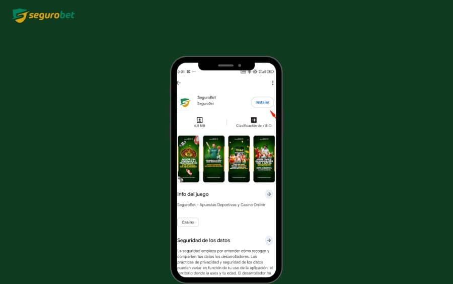 Instalando o aplicativo oficial da SeguroBet na Google Play Store.