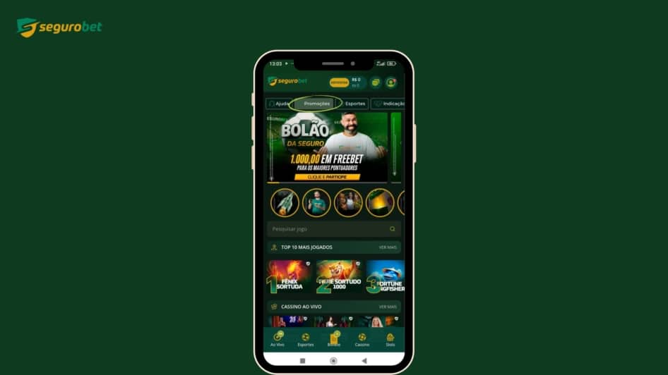 Banner com as promoções e bônus da SeguroBet para esportes e cassino