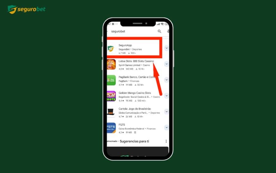 Aplicativo android da Seguro Bet Brasil.