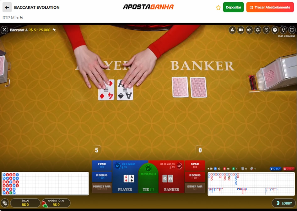 baccarat ao vivo aposta ganha