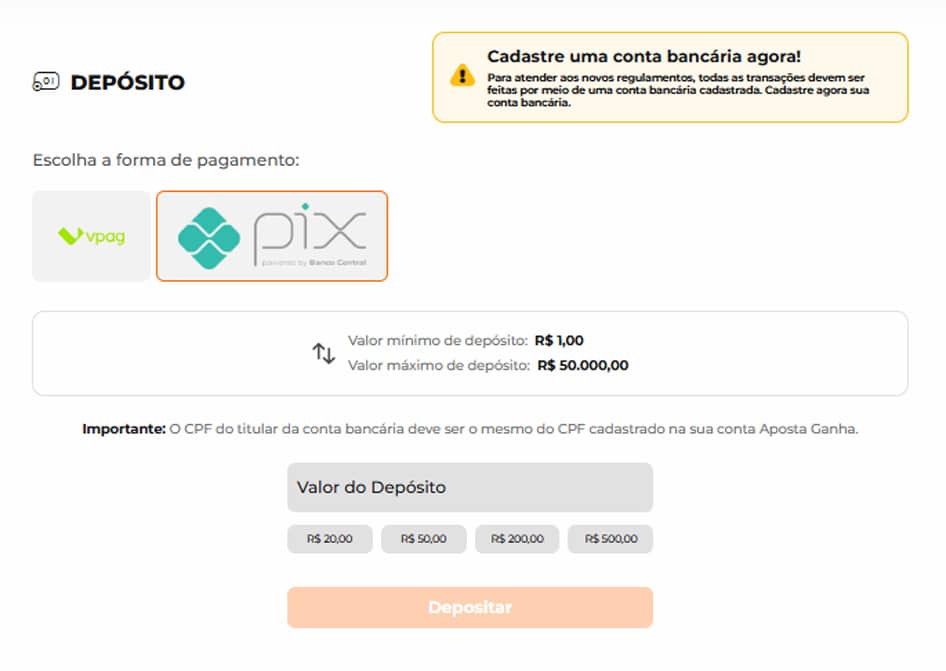 deposito e saque aposta ganha