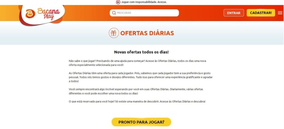 ofertas diárias bacanaplay