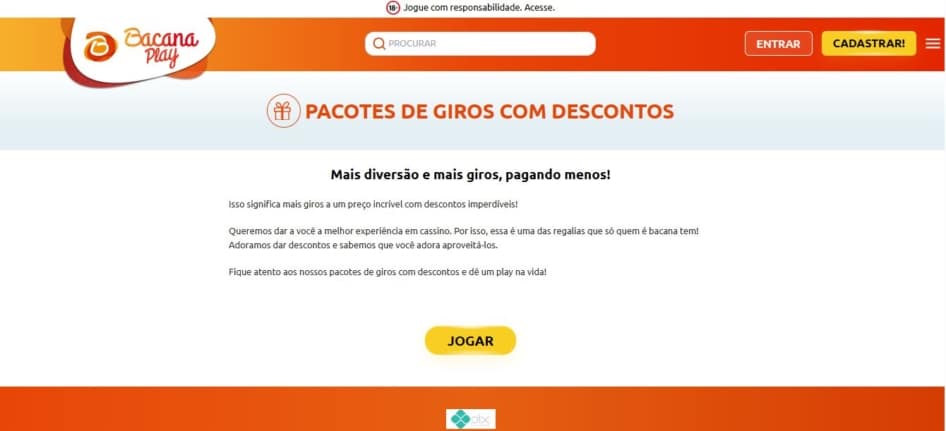 pacotes de giros com desconto bacanaplay