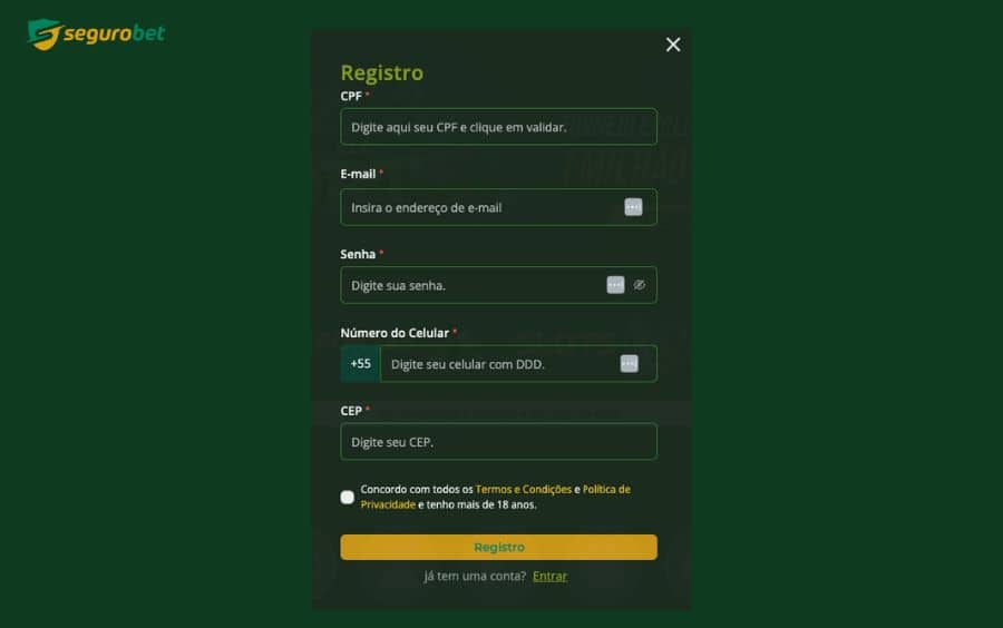 Imagem de processo de registro da Seguro Bet Brasil.