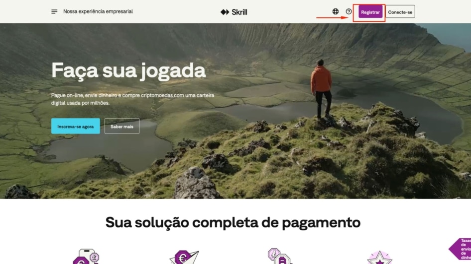 Processo de registro do Skrill