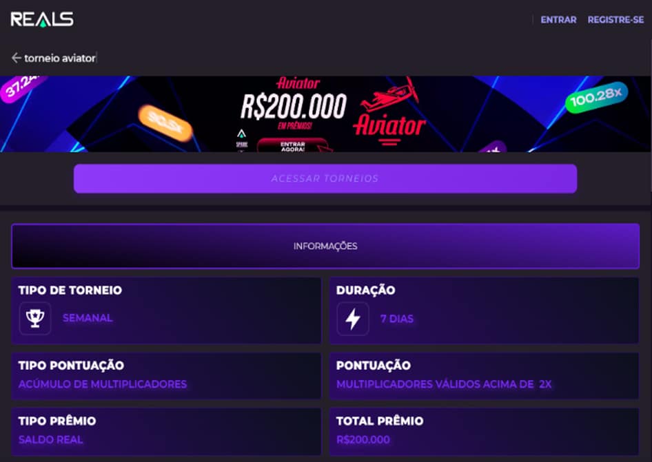 torneio aviator reals bet