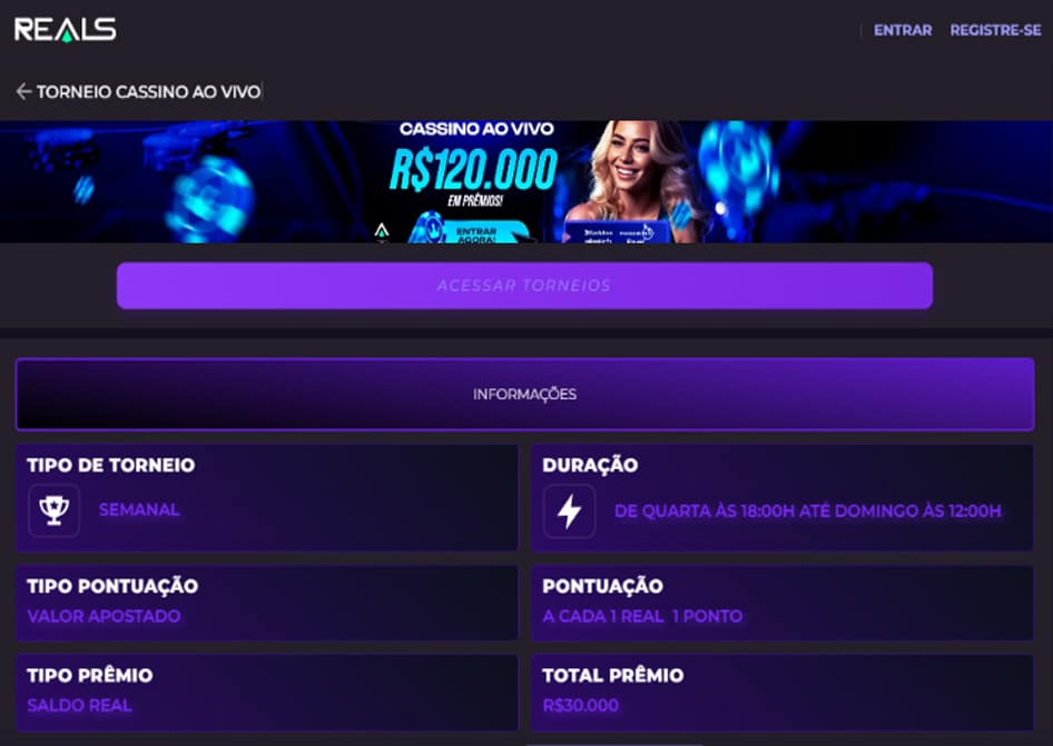 torneio cassino ao vivo reals bet