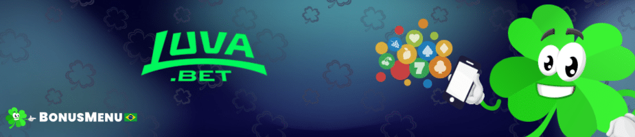 Mascote da Luva Bet segurando um smartphone para representar a experiência do Luva Bet app e a variedade de jogos de cassino disponíveis no celular