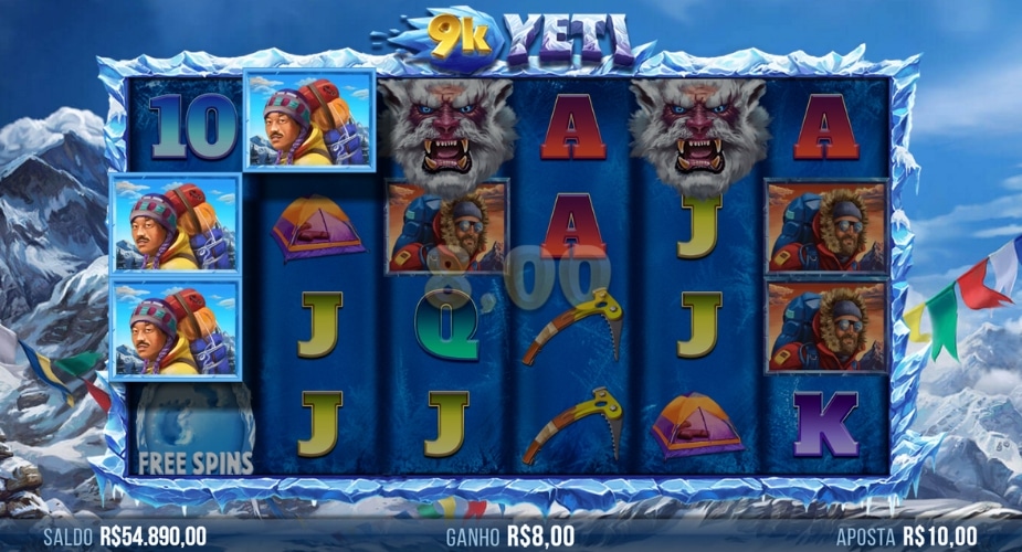 Exemplo de vitória no caça-níqueis 9k yeti