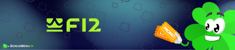 Banner ilustrativo para o artigo sobre o Código Promocional F12bet, mostrando o mascote da marca segurando um ticket de promoção ao lado do logo F12.