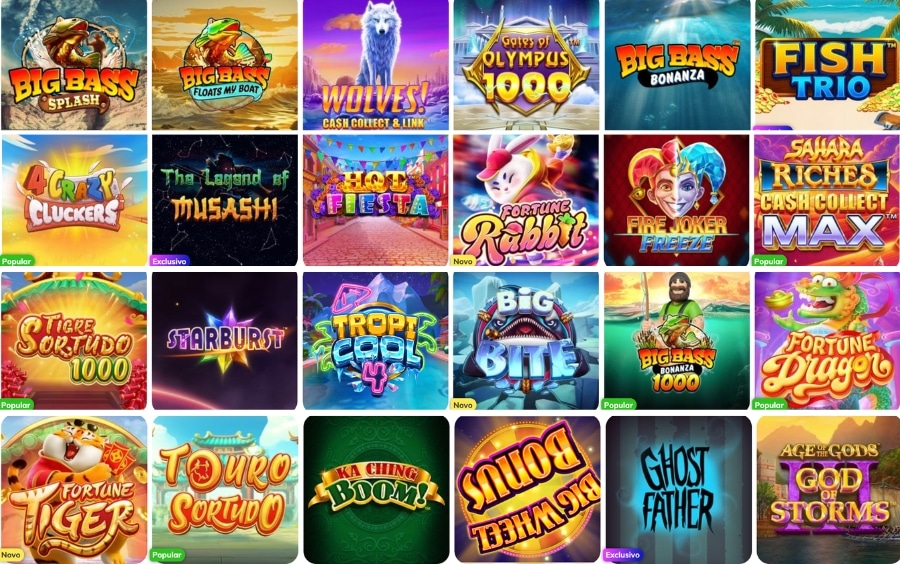 Lobby de slots do PlayUZU no celular para escolher um jogo e apostar R$10 conforme a condição da oferta