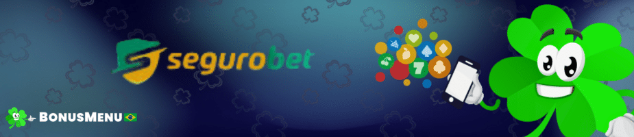 Banner do guia sobre Como Apostar na SeguroBet Brasil pelo Celular, mostrando o logo da marca e um trevo de 4 folhas com um celular.