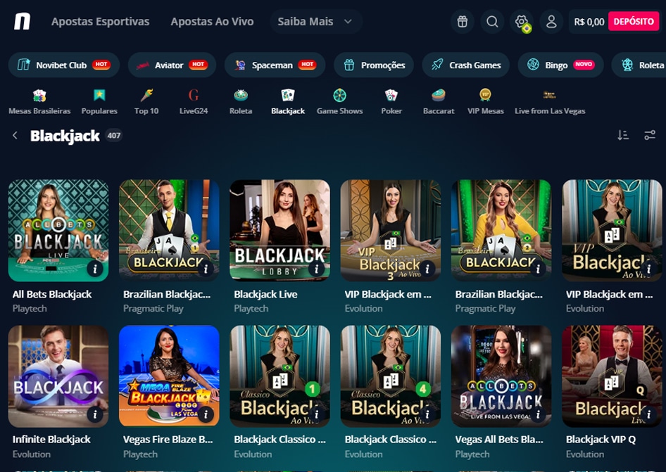 blackjack ao vivo