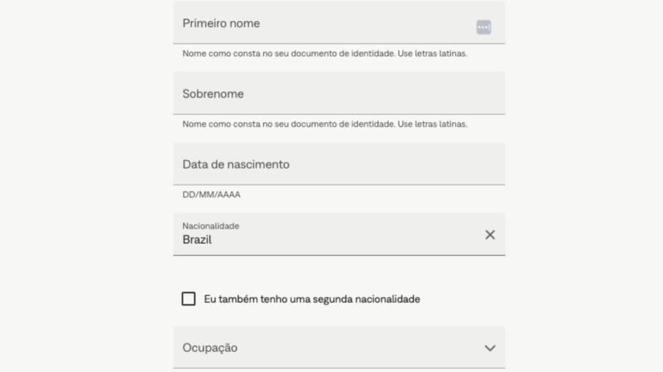 Tela de cadastro Neteller de preenchimento de dados pessoais no Brasil para começar a depositar em cassinos online