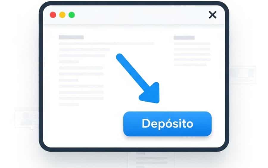 Tela de um cassino online genérico destacando o botão 'Depósito'. Representa o primeiro passo para usar Cartão de Débito em Cassinos Online no Brasil.