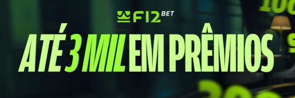 Detalhe de um banner promocional da F12.bet anunciando "Até 3 mil em prêmios", referente à promoção Giro Surpresa, conforme detalhado na Análise Completa da F12.bet.