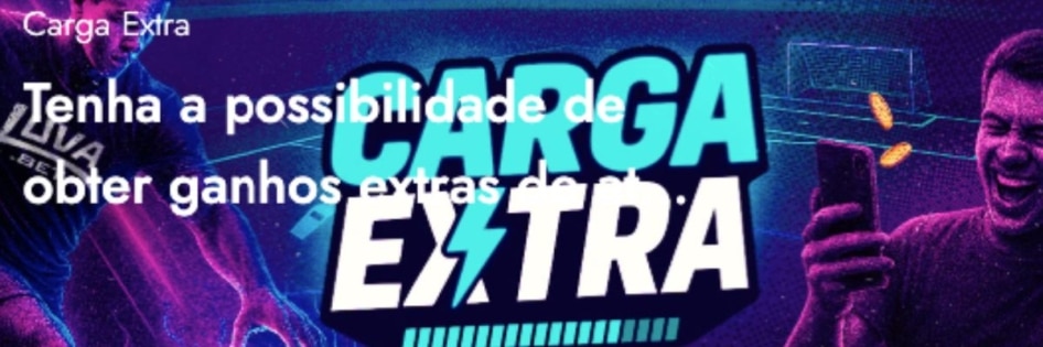 Banner da promoção de apostas esportivas 'Carga Extra' da Luva Bet, com a chamada para obter até 30% de ganhos extras em apostas múltiplas.