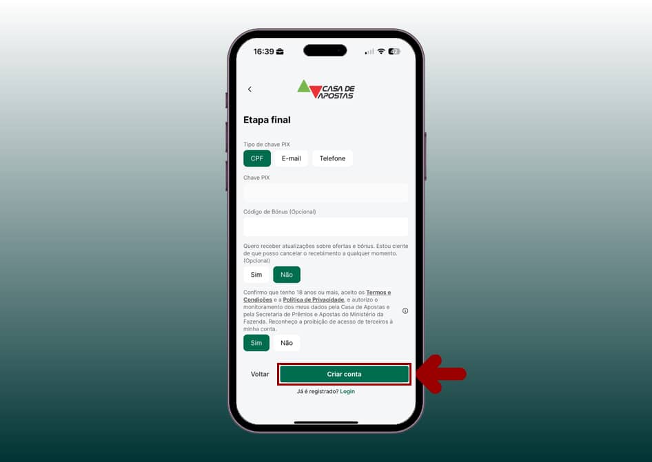cadastro casa de apostas app 6