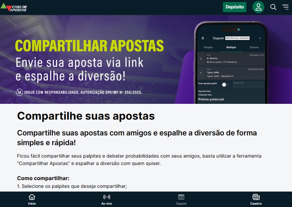compartilhar apostas