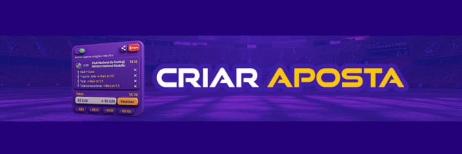 Tela de um evento de futebol no site Lance de Sorte, mostrando a função 'Criar Aposta' ativa. Um bilhete de aposta é montado com múltiplos mercados do mesmo jogo.