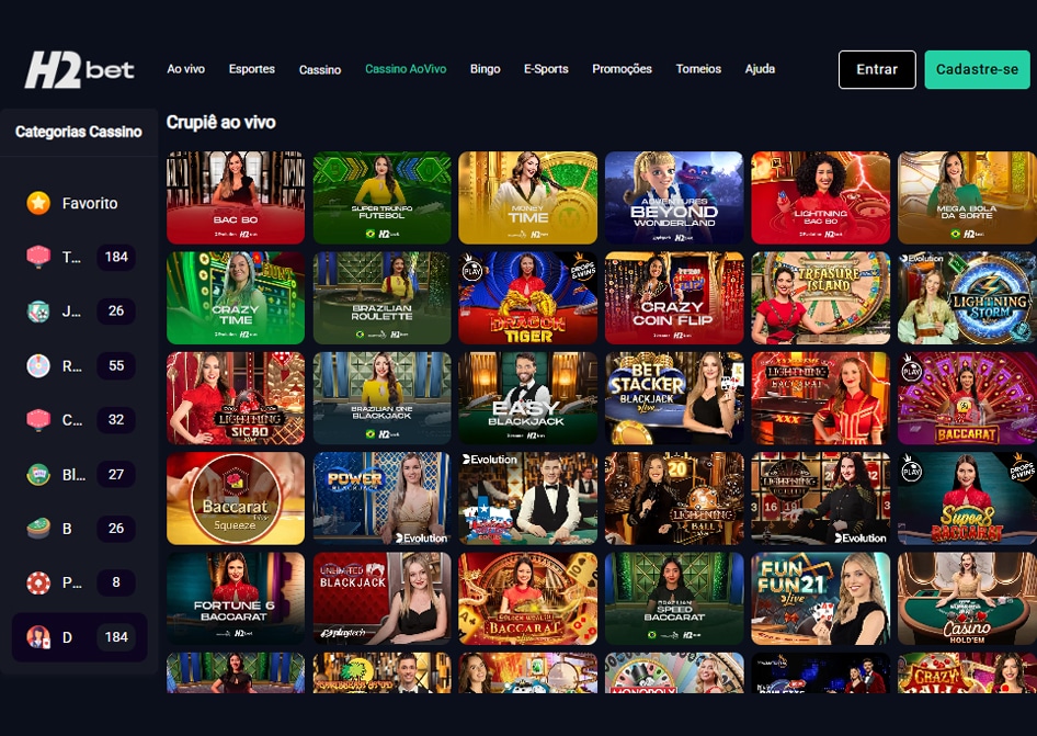 dealer ao vivo h2bet