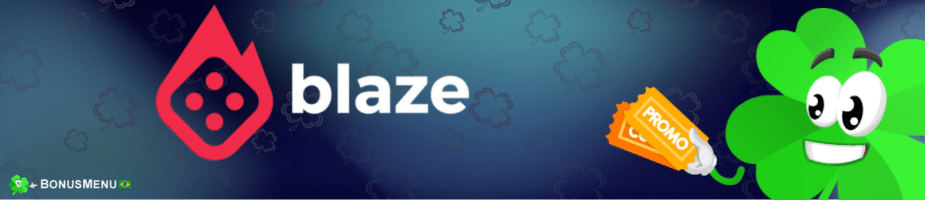 Banner promocional da Blaze, mostrando o logotipo e um trevo da sorte animado segurando cupons com a palavra 'PROMO', ilustrando as oportunidades de Código Promocional Blaze 2025.