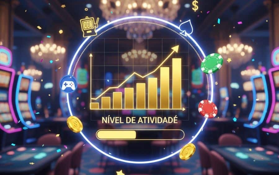 Passo 1 do guia do BetBoom: Manter o nível de atividade, simbolizado por um gráfico de barras em ascensão, para ganhar o bônus de aniversário.