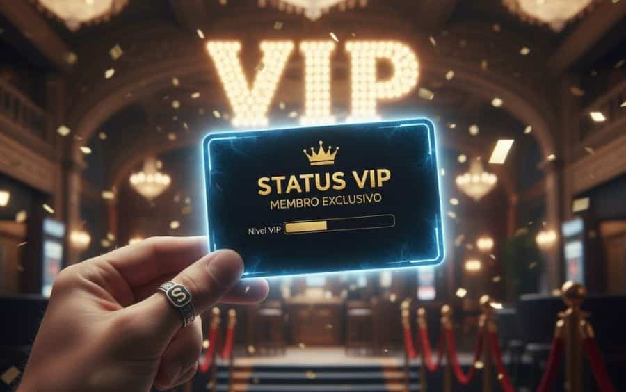 Passo 1 do guia da Stake: Ser um Jogador VIP, simbolizado por um cartão de membro exclusivo com uma coroa e barra de nível.