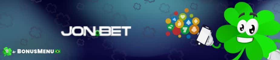 Banner ilustrativo do Jonbet App, com o logo da Jonbet e um mascote de trevo segurando um celular com jogos de cassino.