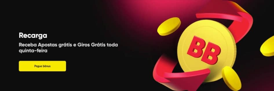 Símbolo de Recarga da Betboom, mostrando uma moeda amarela com as letras BB sendo circulada por uma flecha vermelha.