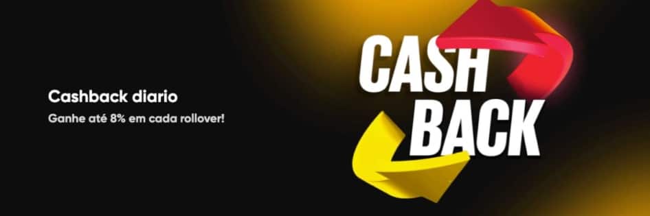 Banner promocional de CASHBACK da Betboom, com setas vermelhas e amarelas em formato circular, simbolizando o retorno de dinheiro.