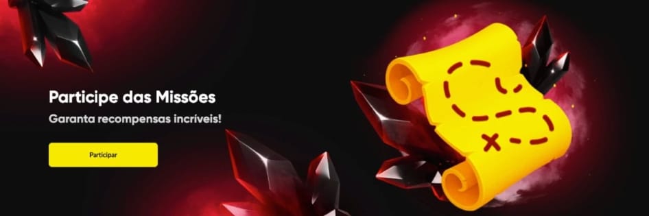 Explicação da seção de Missões da Betboom, onde desafios diários e semanais recompensam os jogadores com bônus imediatos.