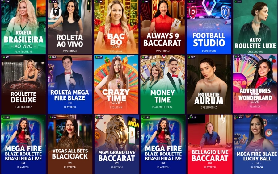Área de cassino ao vivo MaximaBet com jogos elegíveis para participar da promoção de cashback semanal