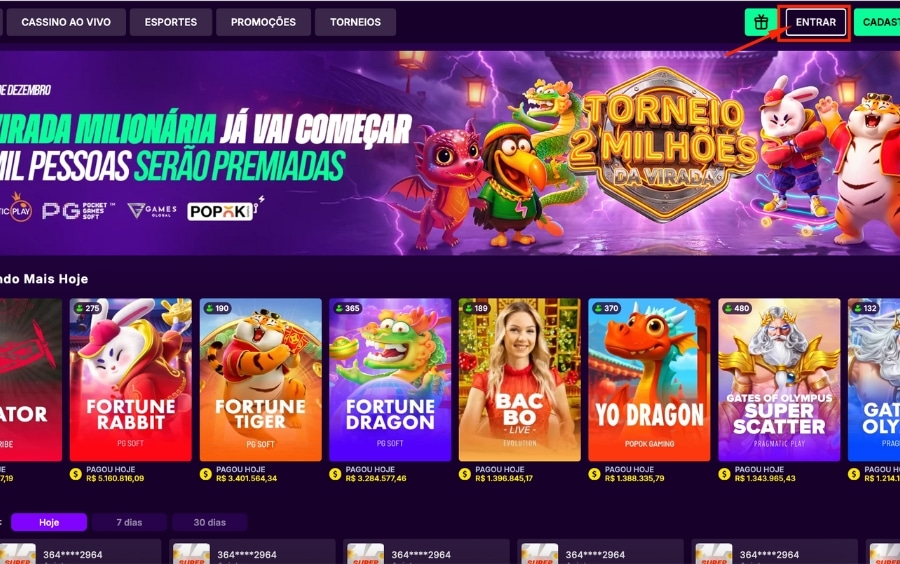 Cabeçalho do site da MaximaBet exibindo o botão Entrar no canto superior direito.