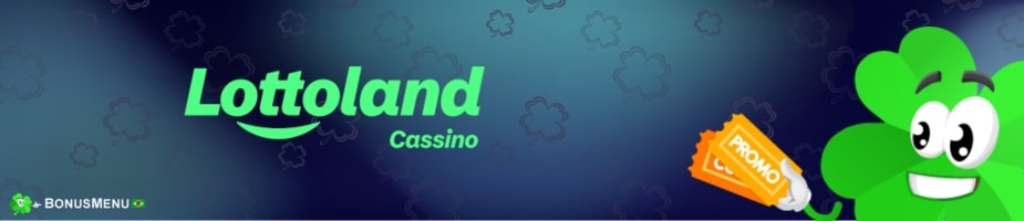 Banner do Código Promocional Lottoland com logo Lottoland Casino, ícone de cupom “promo” e trevo verde ao lado.