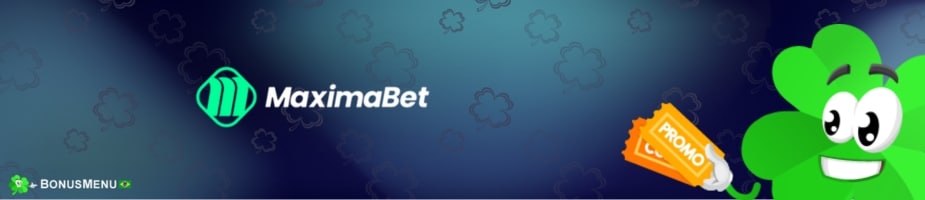 Banner do Código Promocional MaximaBet com logo MaximaBet, selo BonusMenu e mascote segurando um cupom “promo”.