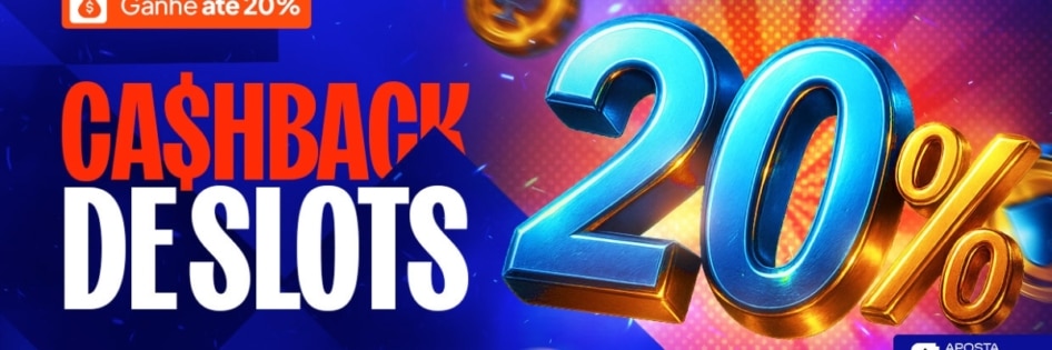 Banner do cashback diário em slots no ApostaTudo, com reembolso calculado no fim do dia em jogos elegíveis.
