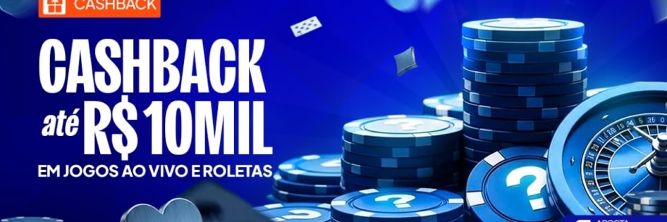 Banner do cashback de roletas e cassino ao vivo no ApostaTudo, com apuração semanal conforme regras da promoção.