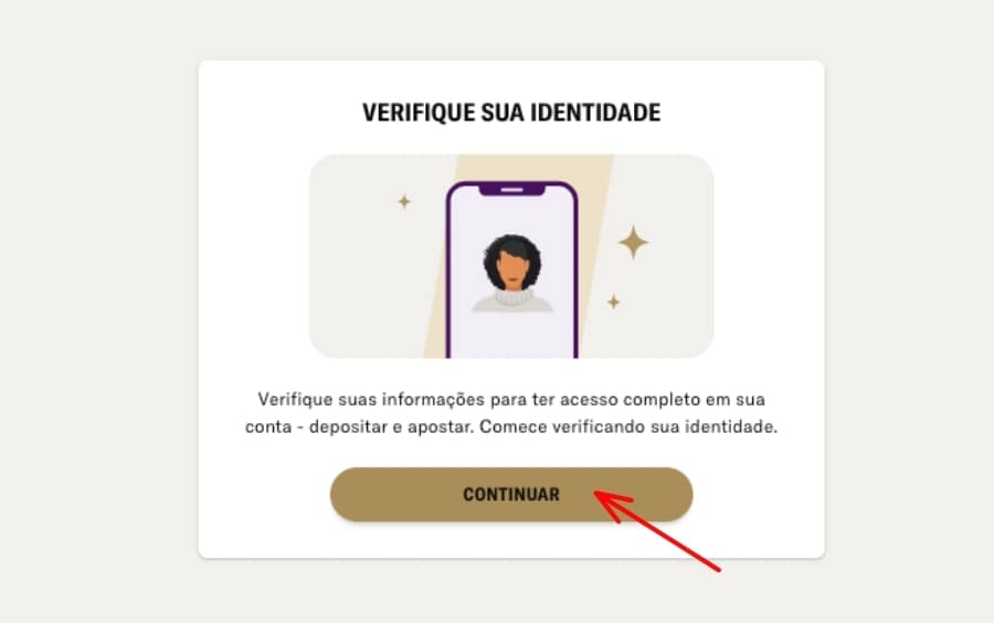 Painel da conta BetMGM mostrando a verificação via Único com o botão “CONTINUAR” para iniciar o KYC.