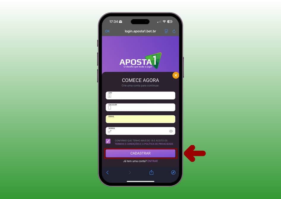 cadastro aposta 1 app 3