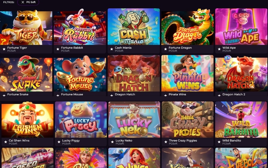 Tela com jogos da PG SOFT elegíveis para participar da promoção Pix Todo Dia Luva.bet durante o período válido.