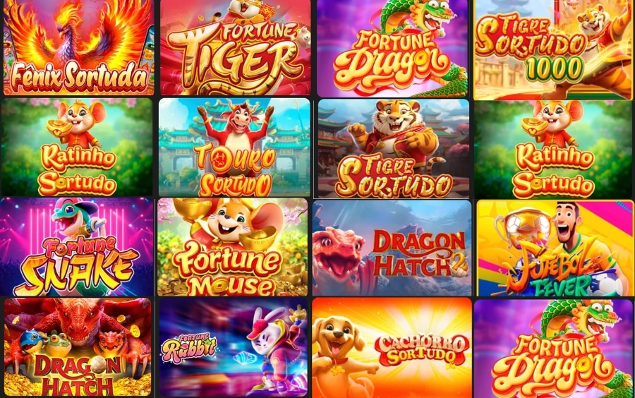 Jogos participantes do Cashback Diário de Slots Lance de Sorte exibidos na grade de slots da promoção.
