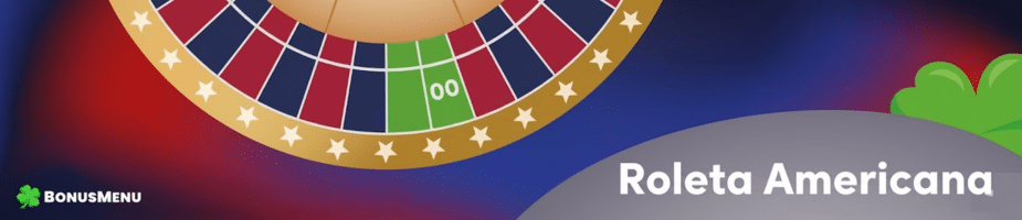 Ilustração da roleta americana com roda de 0 e 00 e o título Roleta Americana em destaque