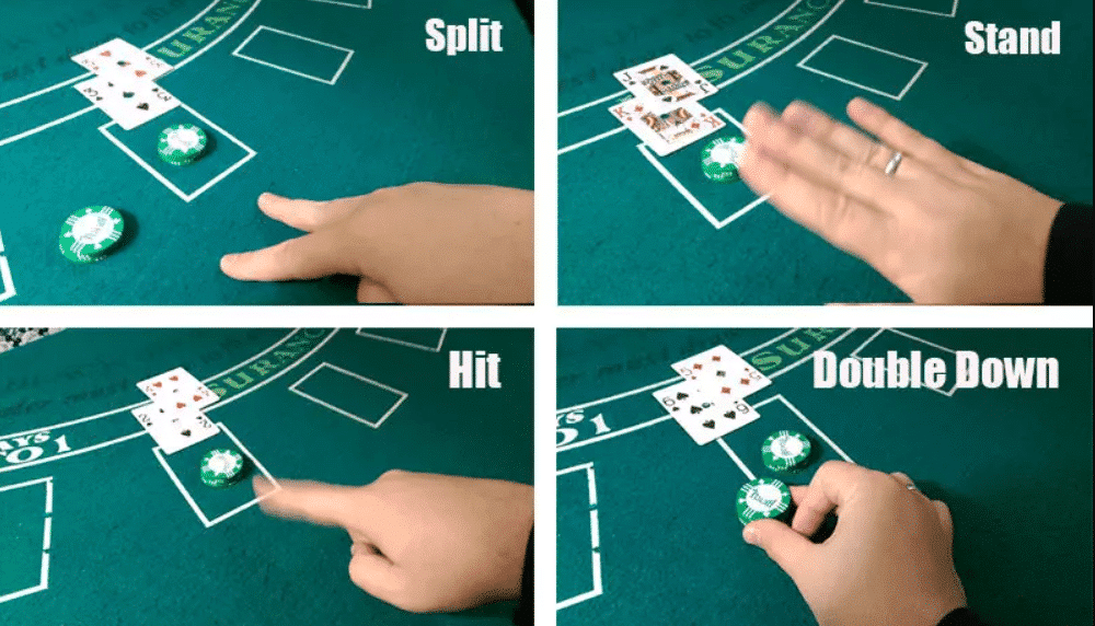 sinais de mão no blackjack