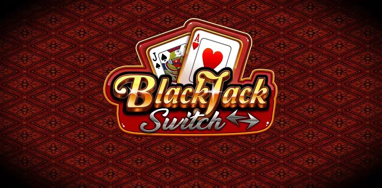 Logo do Blackjack Switch com cartas de Ás e Valete, representando a troca de cartas entre mãos.