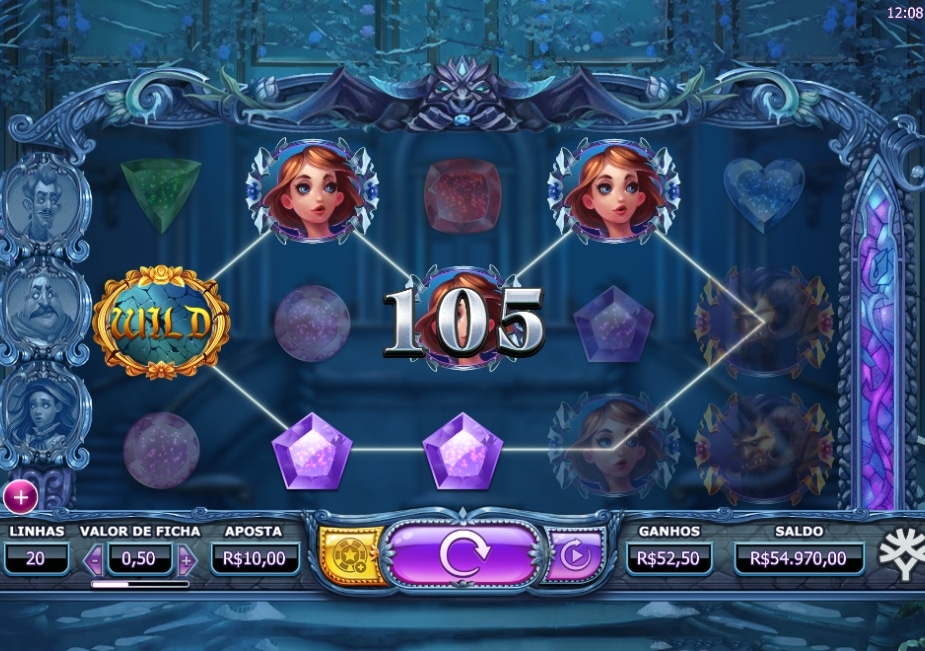 Slot Beauty and the Beast com símbolo WILD, personagens e ganho nos rolos.
