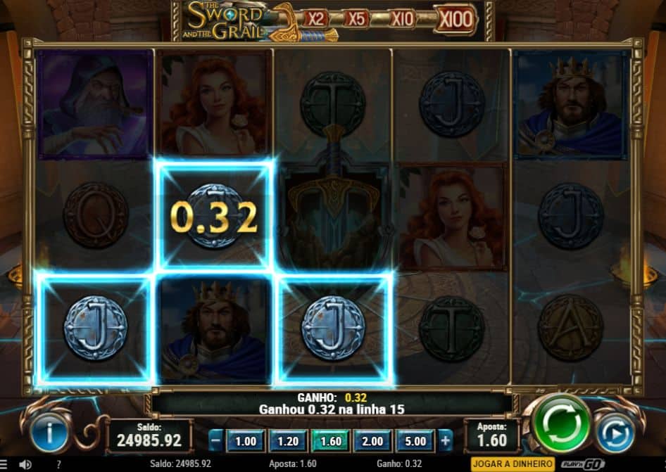 Slot The Sword and the Grail com símbolos medievais e ganho nos rolos.