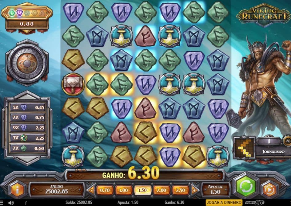 Slot Viking Runecraft com runas, símbolos nórdicos e ganho na grade.