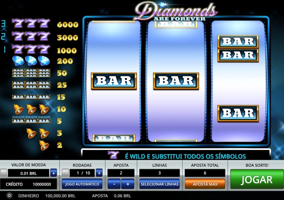 Diamonds are Forever 3 Lines por Pragmatic Play